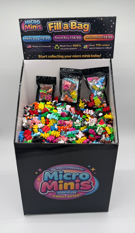 Multi color micro mini small bin floor display