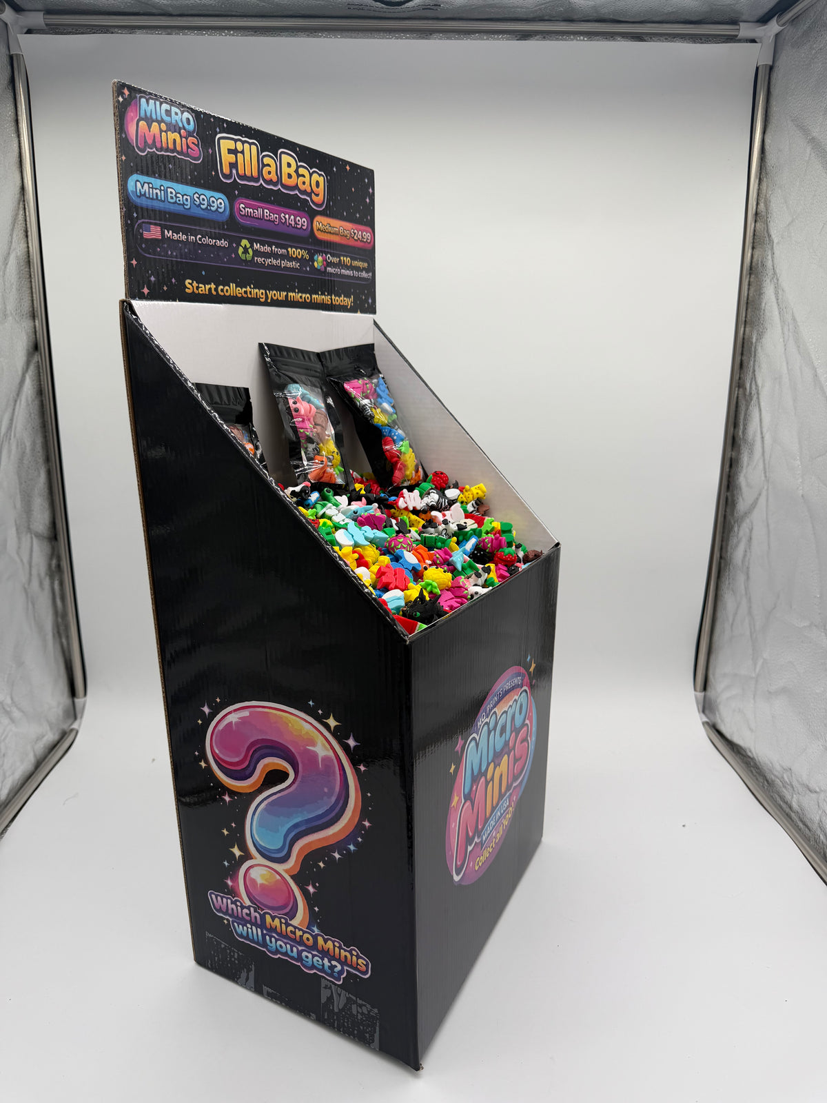 Multi color micro mini small bin floor display